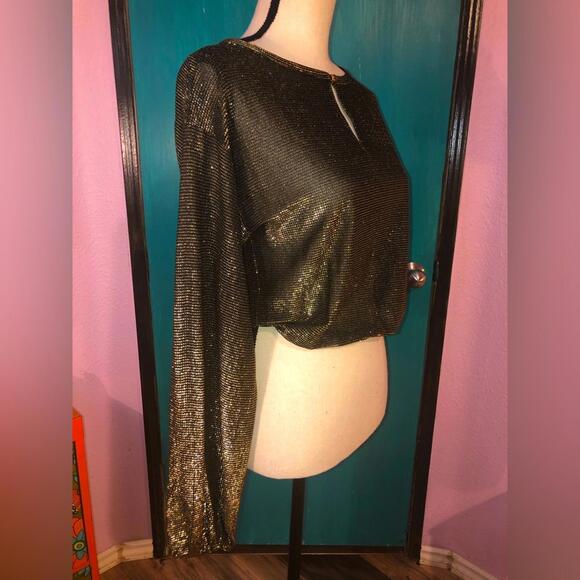 Vintage Black and Gold Disco Blouse 🪩 - Picture 3 of 9